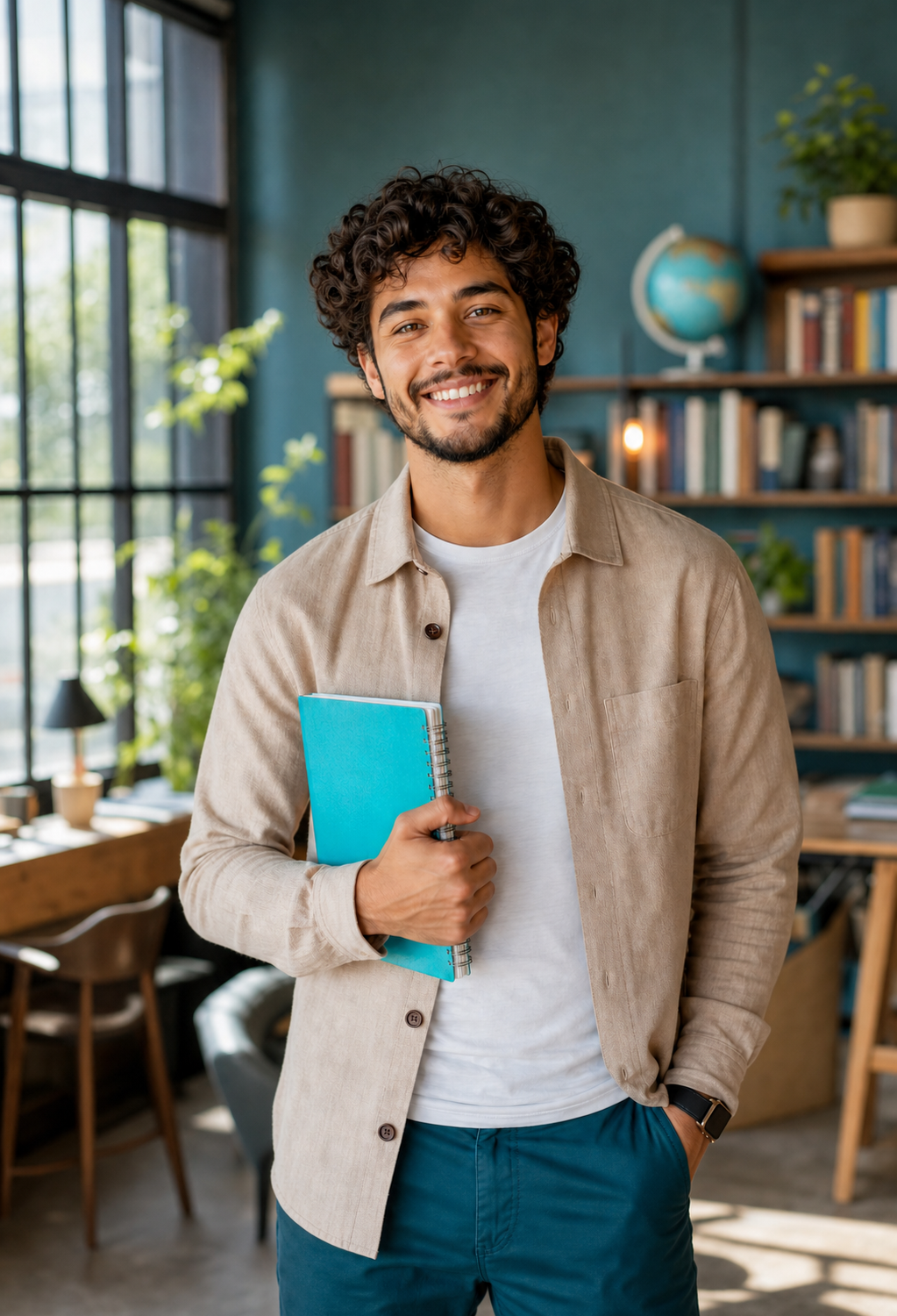 Estudante de idiomas com caderno